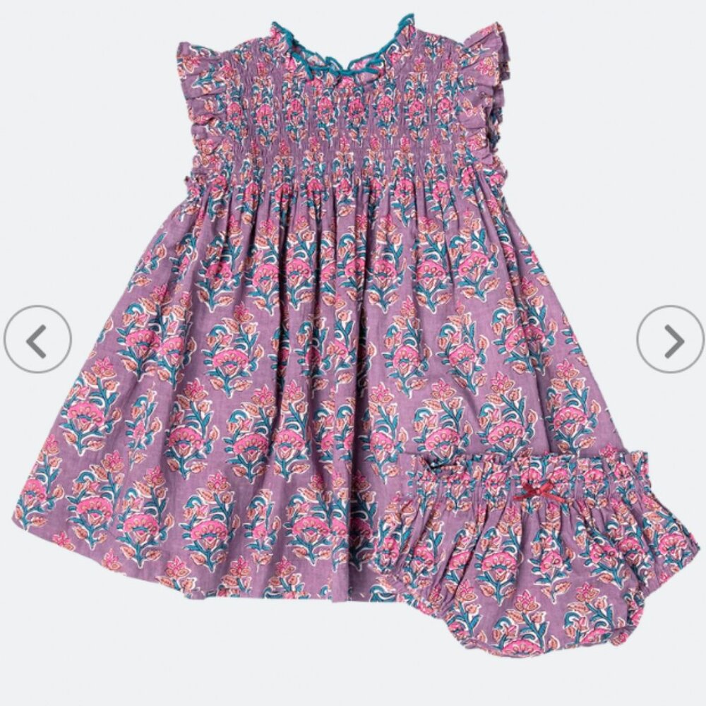 Pink Chicken Baby Girls Stevie Dress Set - Lavender Posey Block Pr